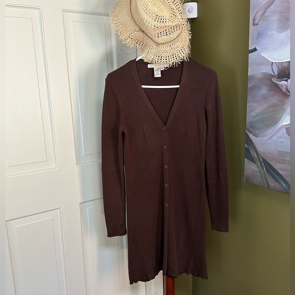 Studio M - Long Brown Cardigan - Sweater - Picture 1 of 5